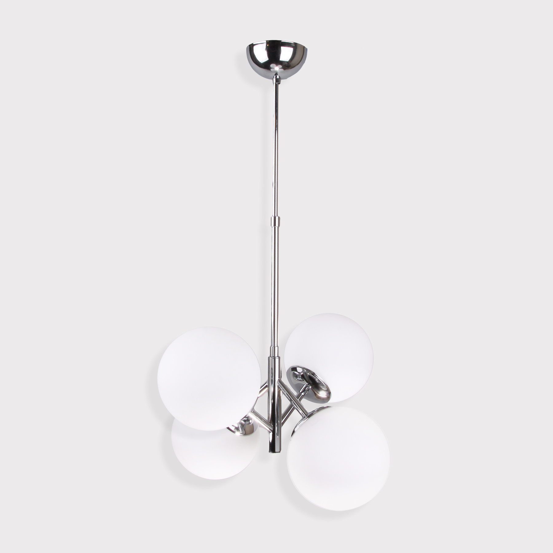 Bubble Lamp 4 Kollu Krom Renk Kaplama Opal Beyaz Camlı Sarkıt