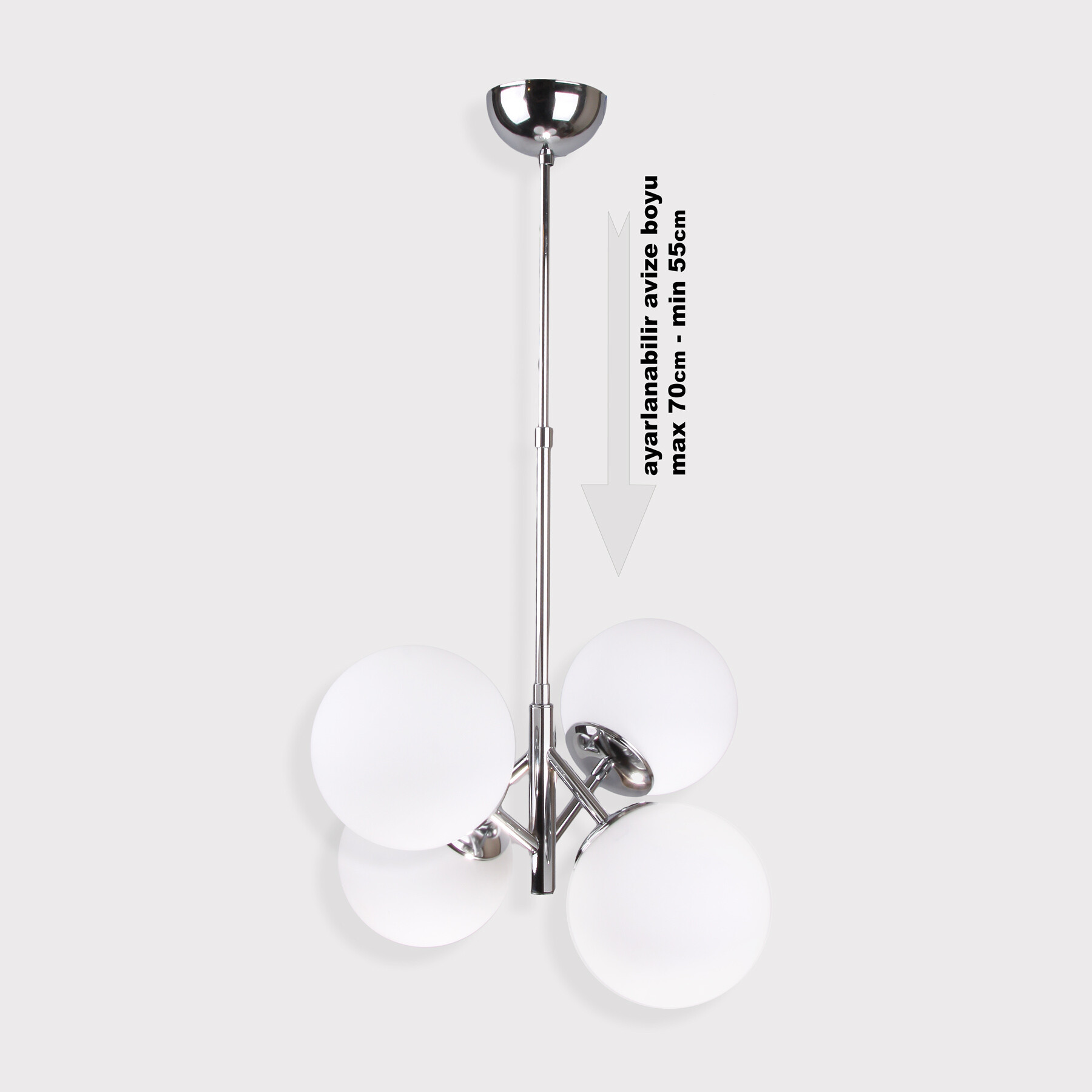Bubble Lamp 4 Kollu Krom Renk Kaplama Opal Beyaz Camlı Sarkıt - Görsel 2